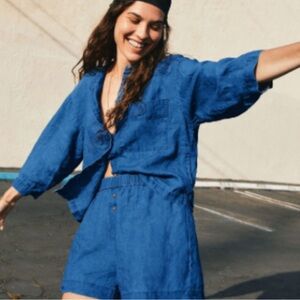 COPY - The Everlane Linen Billow Blouse - Indigo